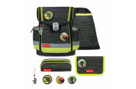 Belmil Classy Plus Schulranzen-Set 5-teilig "Prehistoric Times" mit Brustgurt, Magnetverschluss, Patch Set 3 Stück Prehistoric Times