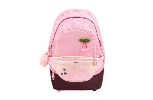 Belmil 2in1 School Backpack with Fanny pack Premium Schulrucksack Cherry Blossom 
