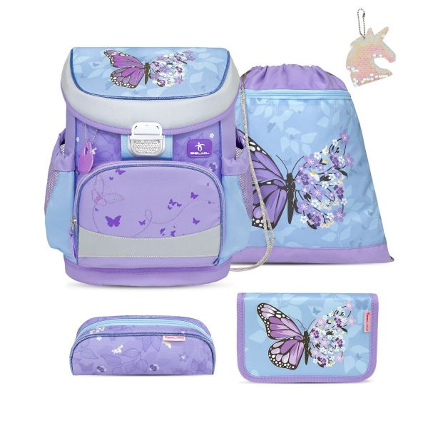 Belmil Mini-Fit Schulranzenset Purple Blue Butterfly #1