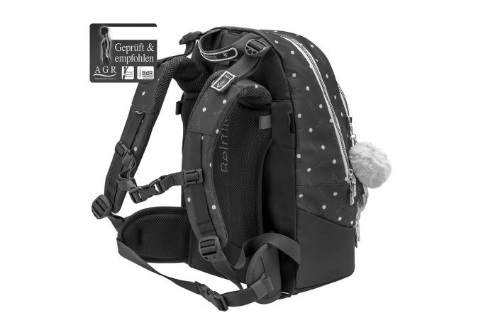 Belmil 2in1 School Backpack with Fanny pack Premium Schulrucksack Black Grey #2